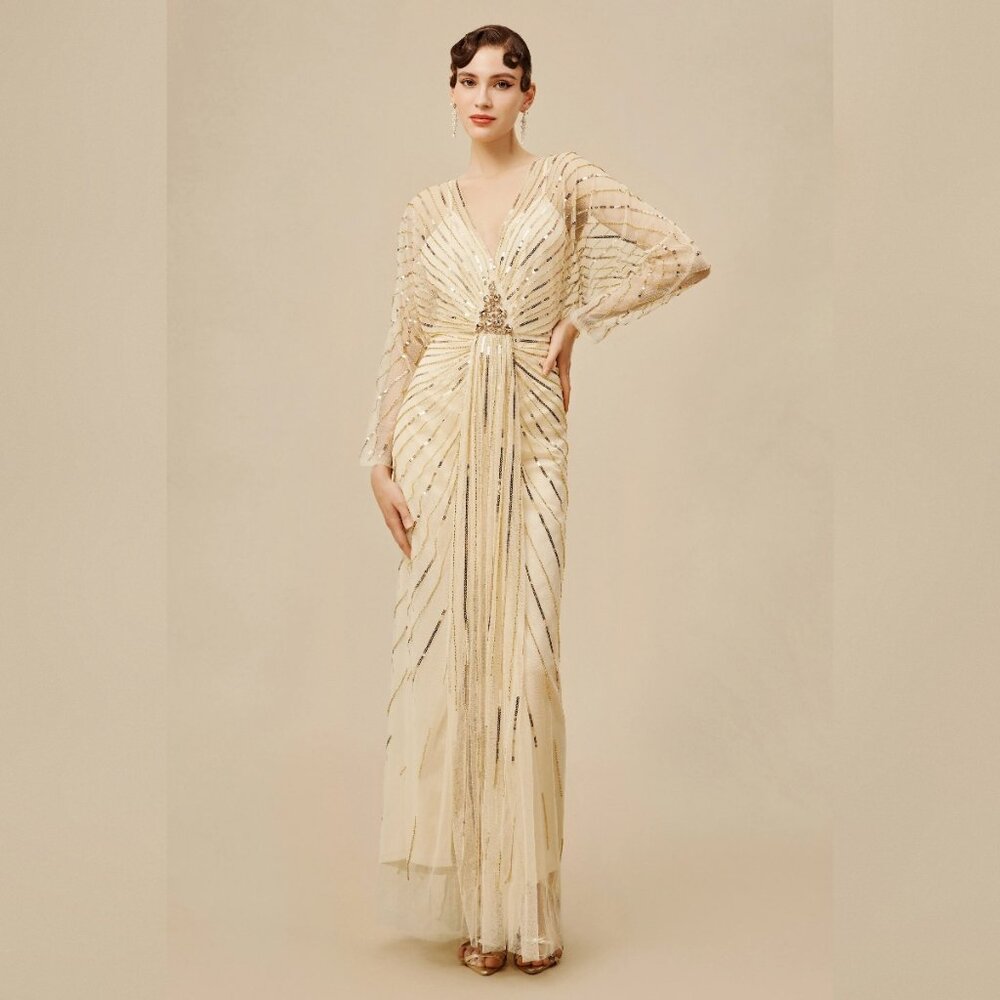 Zouzou Crystal-Encrusted Evening Gown
